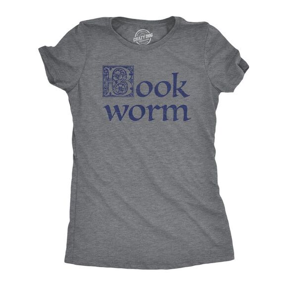 Womens Book Worm T Shirt Funny Literature Reading Lovers Tee for Ladies - Picture 1 of 4